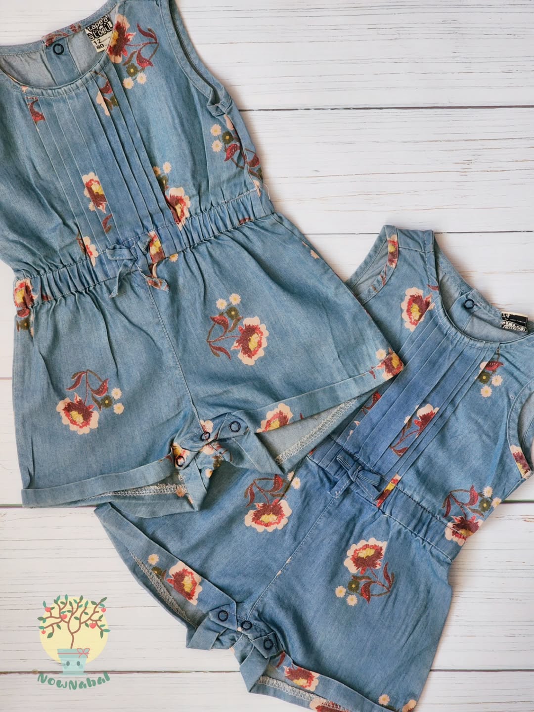 رامپر جین کاغذی گلدار برند اروپایی