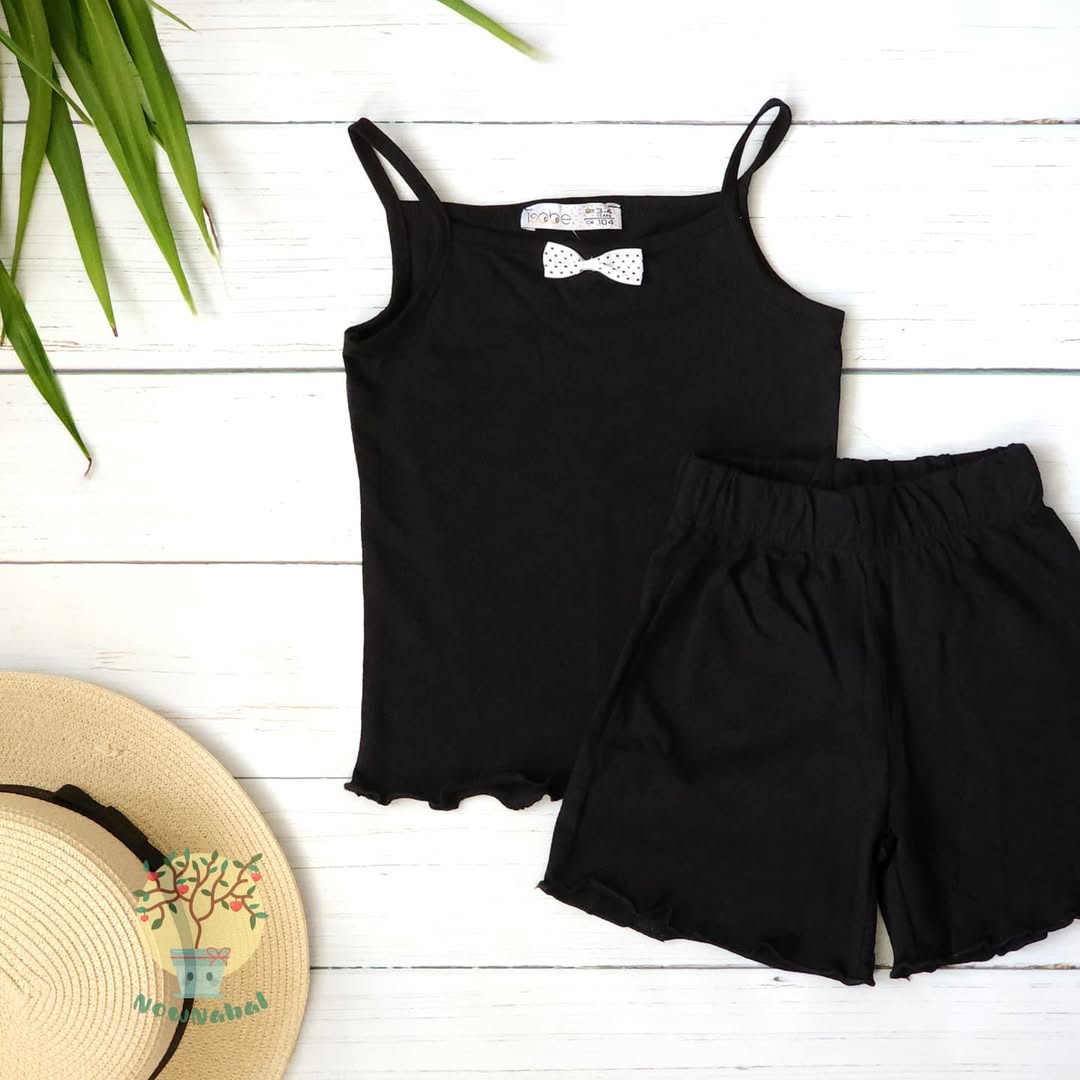 ست تاپ و شلوارک مشکی دخترانه ترک