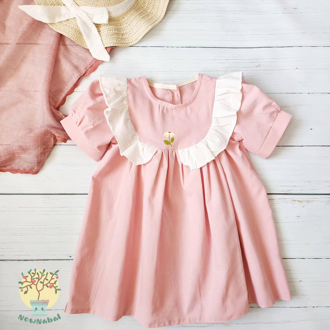 پیراهن چین دار لینن نقاشی با دست